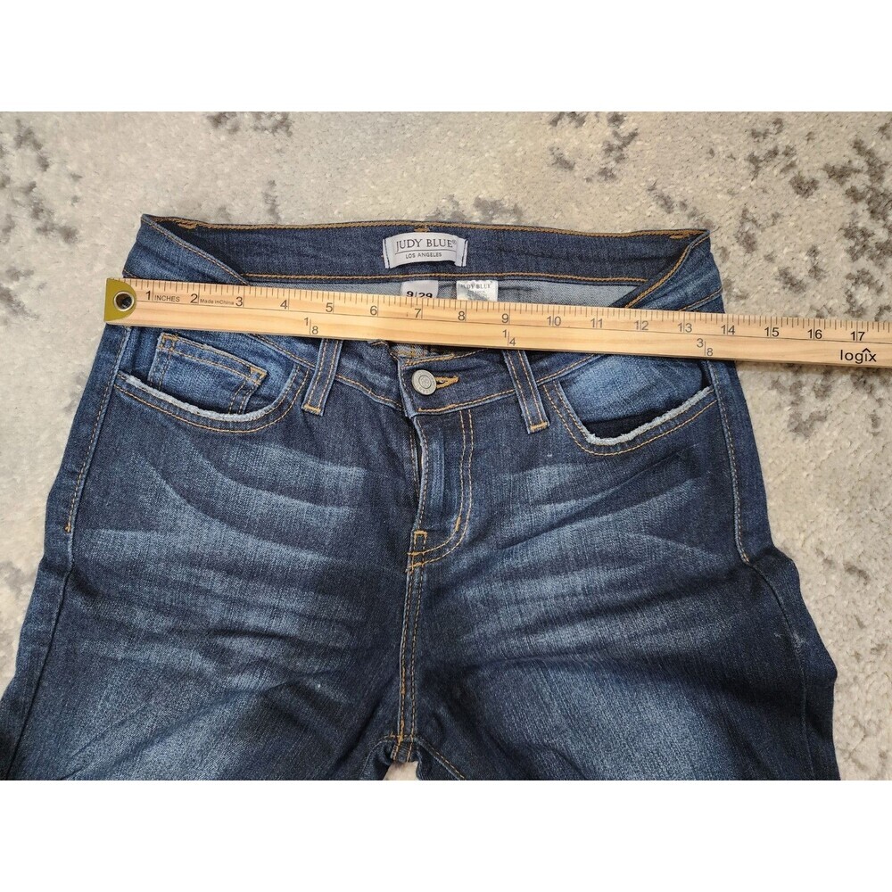 Judy Blue Womens Skinny Fit Jeans 8369-1 Blue Denim Frayed Hem 9/29 Boho Preppy - Picture 4 of 8